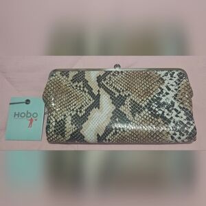 HOBO Snakeskin Clutch in Brown and Cream